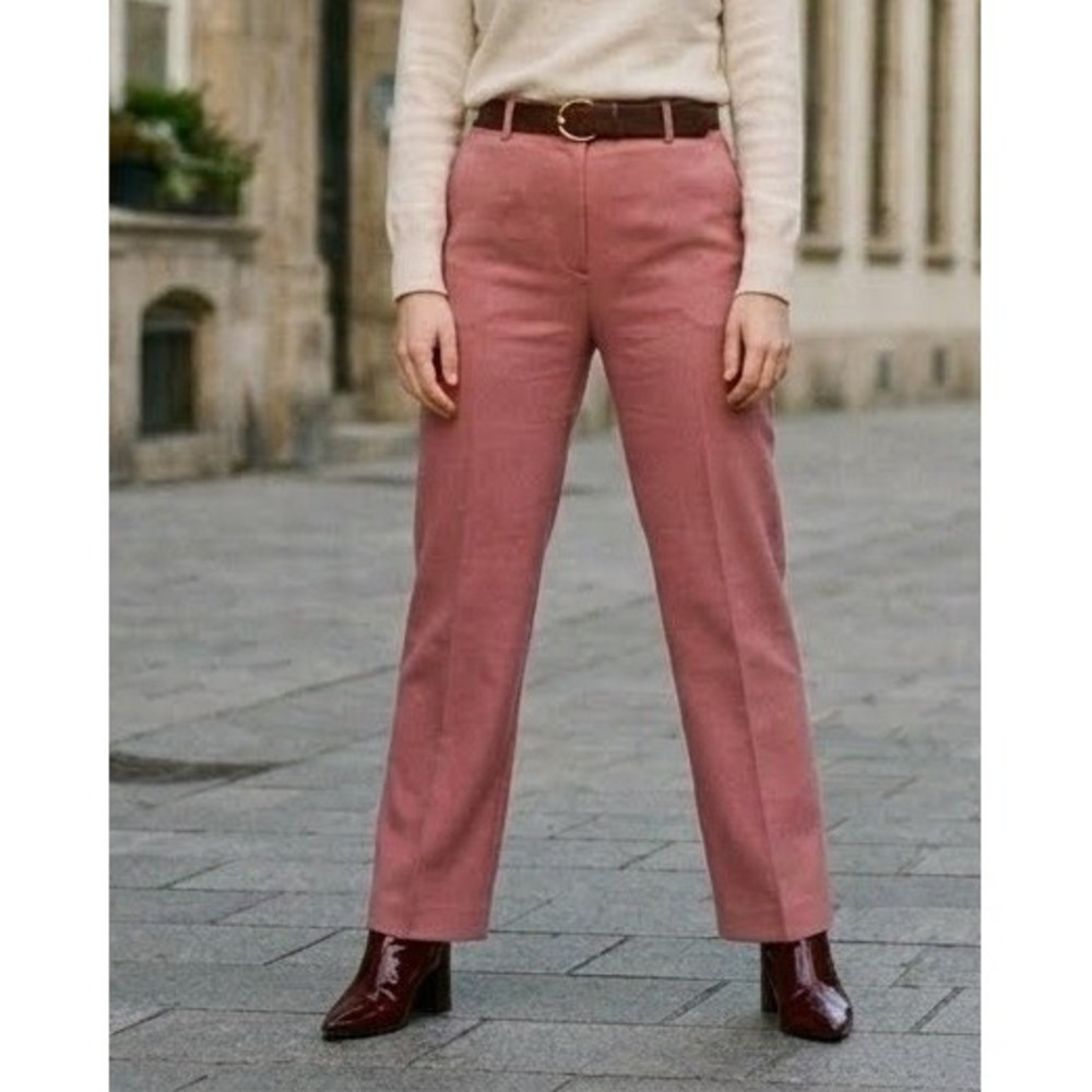 Escada Tamino Dusty Rose Virgin Wool Tailored Straight Leg Pants Size 34 US 4